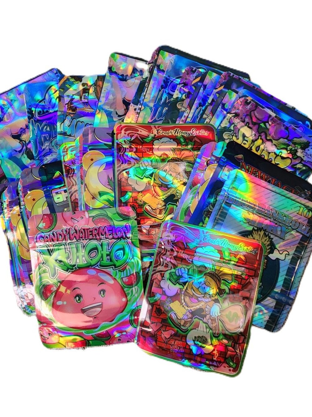 Exotic Holographic Mylar Bags 3.5 Gram Storage Bags - 50 Bags